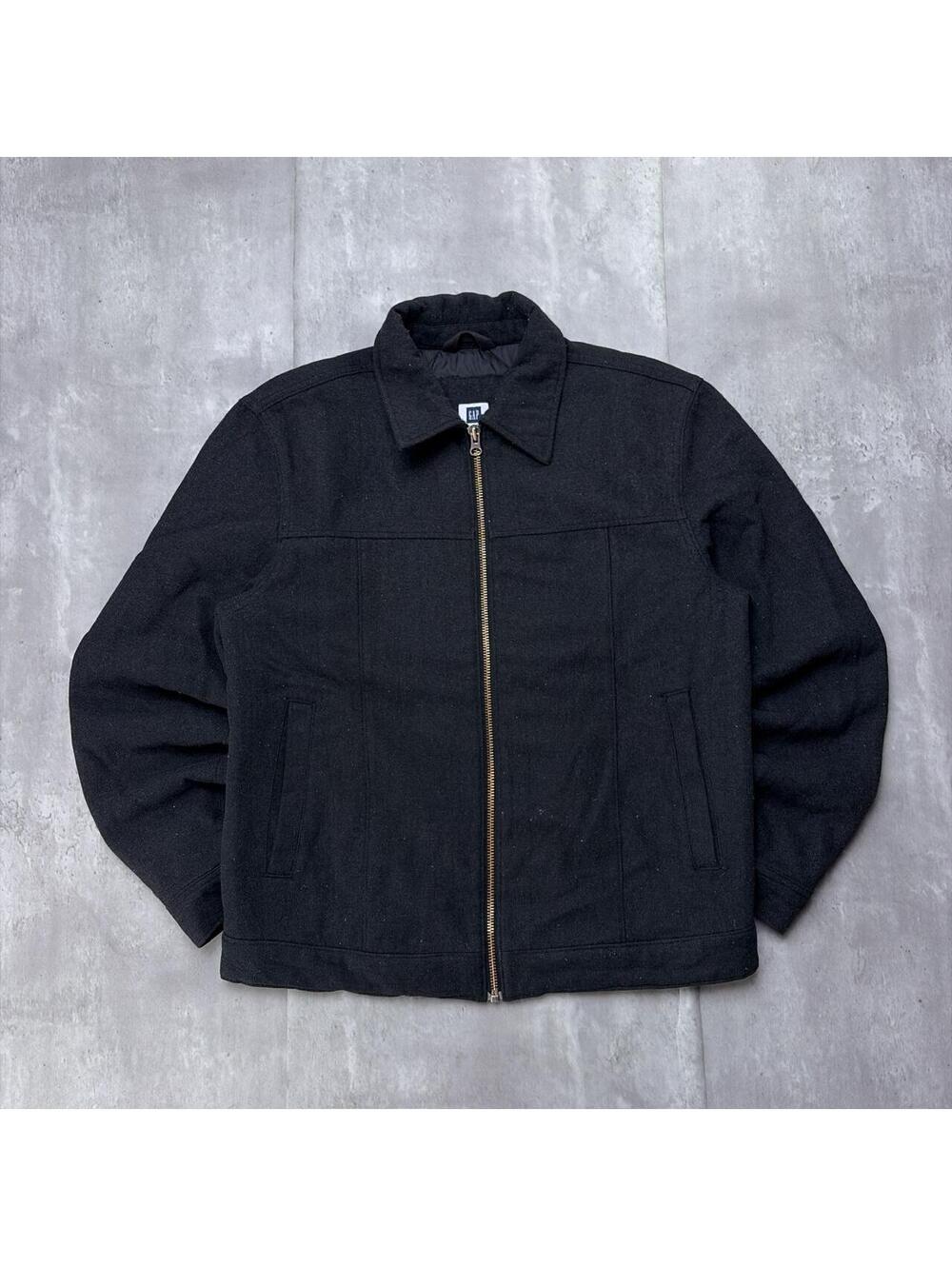 Y2K Black Gap Grunge Wool Blend Zip Up Bomber Jacket